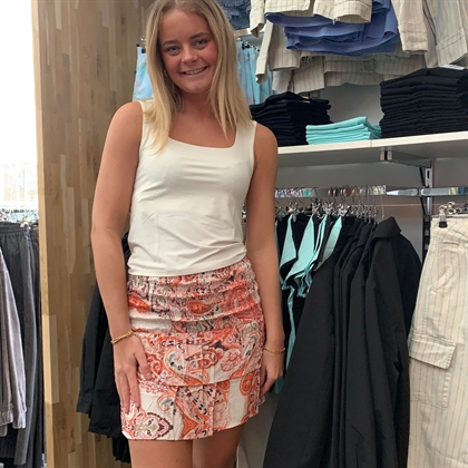 Rosemunde nederdel Paisley skirt kort - Orange paisley print 