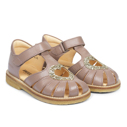 Angulus sandal 5186-101 - Hjerte Støvrosa m. Glitter