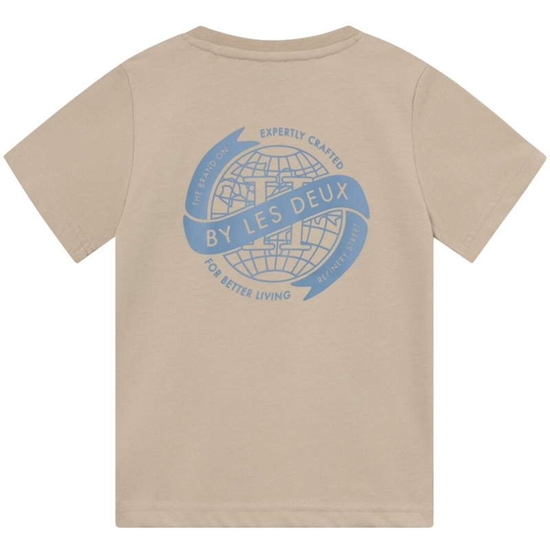 Les Deux T-shirt Globe - Light Desert Sand/Washed Denim Blue 