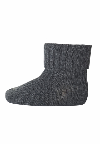 MP Strømper - Bomuld Rib - Dark Grey Melange