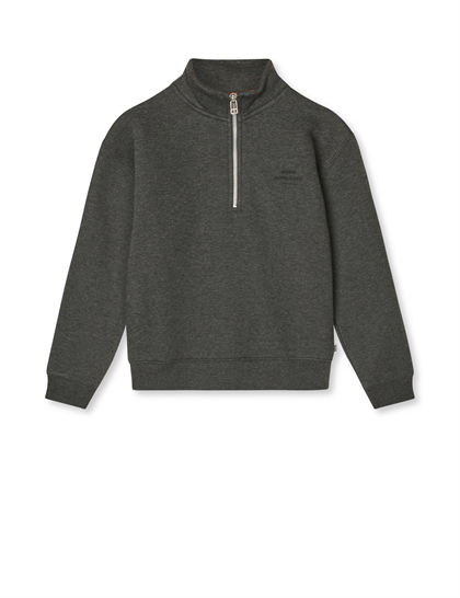 Mads Nørgaard Sweatshirt Mix Crewie Half Zip - Charcoal Melange 