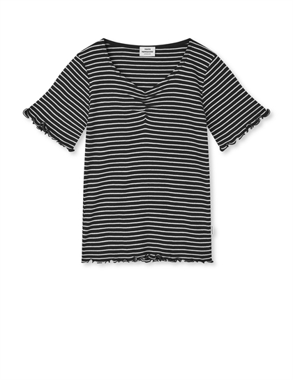 Mads Nørgaard T-shirt Stripe Tiki - Black/Vanilla Ice 