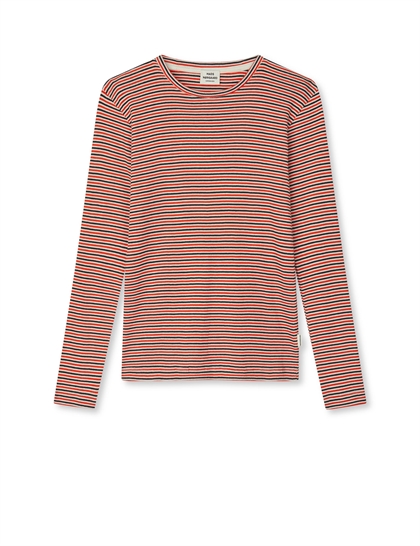 Mads Nørgaard Bluse Stripe Talino - Fiery Red/Vanilla Ice