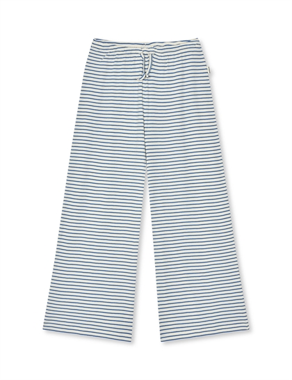 Mads Nørgaard Sweatpants Stripe Verona - Vanilla Ice/Bright Cobalt 