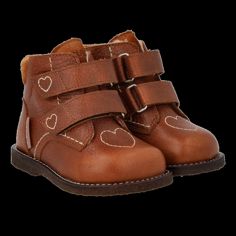Angulus Begynder Vinterstøvle Med Tex 2218-101 - Hjertebroderi Cognac 