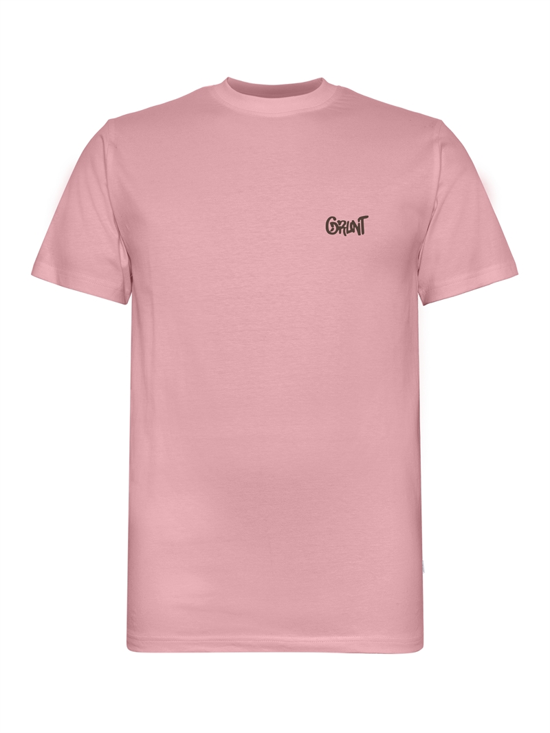 Grunt Sakra T-shirt – Lyserød t-shirt til drenge med cool backprint light red
