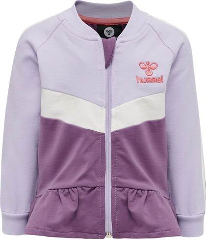 Hummel zip trøje / cardigan - lilla/hvid/pink