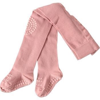GoBabyGo kravlestrømpebukser med skridsikre knæ og såler i støvet rosa