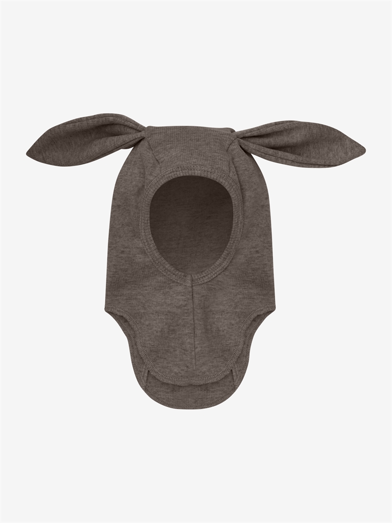 Huttelihut Elefanthue Balaclava Ears Wool Rib - Brown Melange 