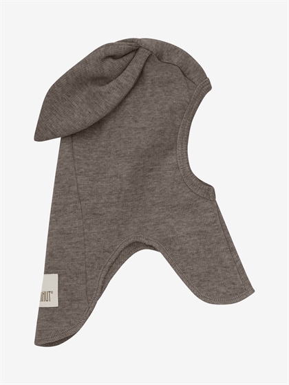 Huttelihut Elefanthue Balaclava Ears Wool Rib - Brown Melange 