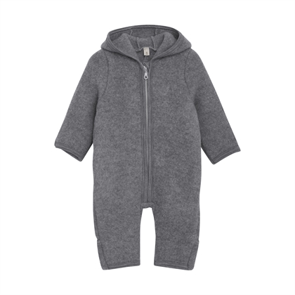 Huttelihut Fleecedragt Pram Suit Wool Fleece - Medium Grey Melange 