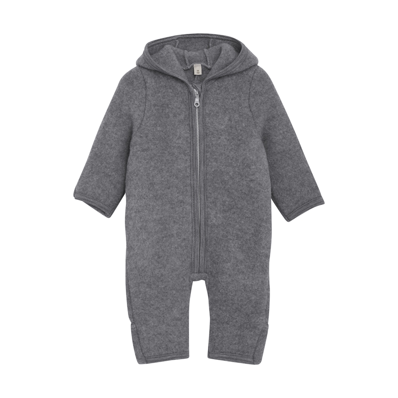 Huttelihut Fleecedragt Pram Suit Wool Fleece - Medium Grey Melange 