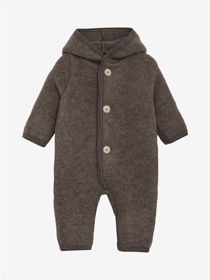 Huttelihut Fleecedragt Pram Suit Pixie Wool Fleece - Brown Melange 