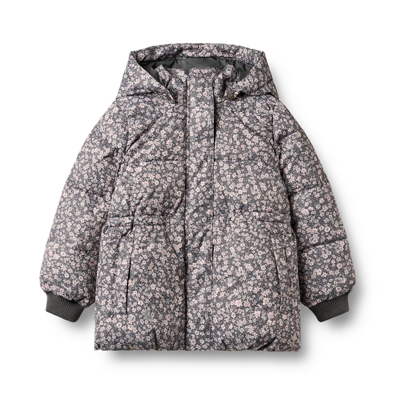 Wheat Vinterjakke Puffer Eli - Dark Charcoal Flowers