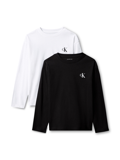 Calvin Klein Langærmede bluser 2pak. - Sort/Hvid