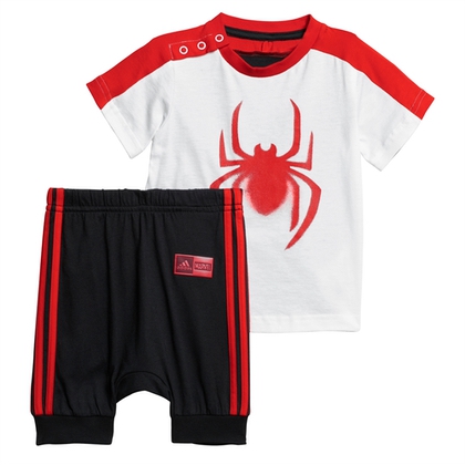 Adidas Marvel Spider-Man T-Shirt sæt med T-shirt og shorts i sort, hvid og rød