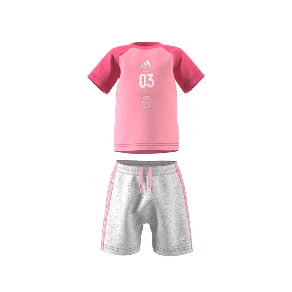 Køb Adidas Set - sæt med T-shirt shorts i grå og lyserød
