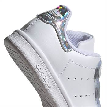 Adidas Stand Smith synt. læder sneakers / sko i hvid med velcro og glitter