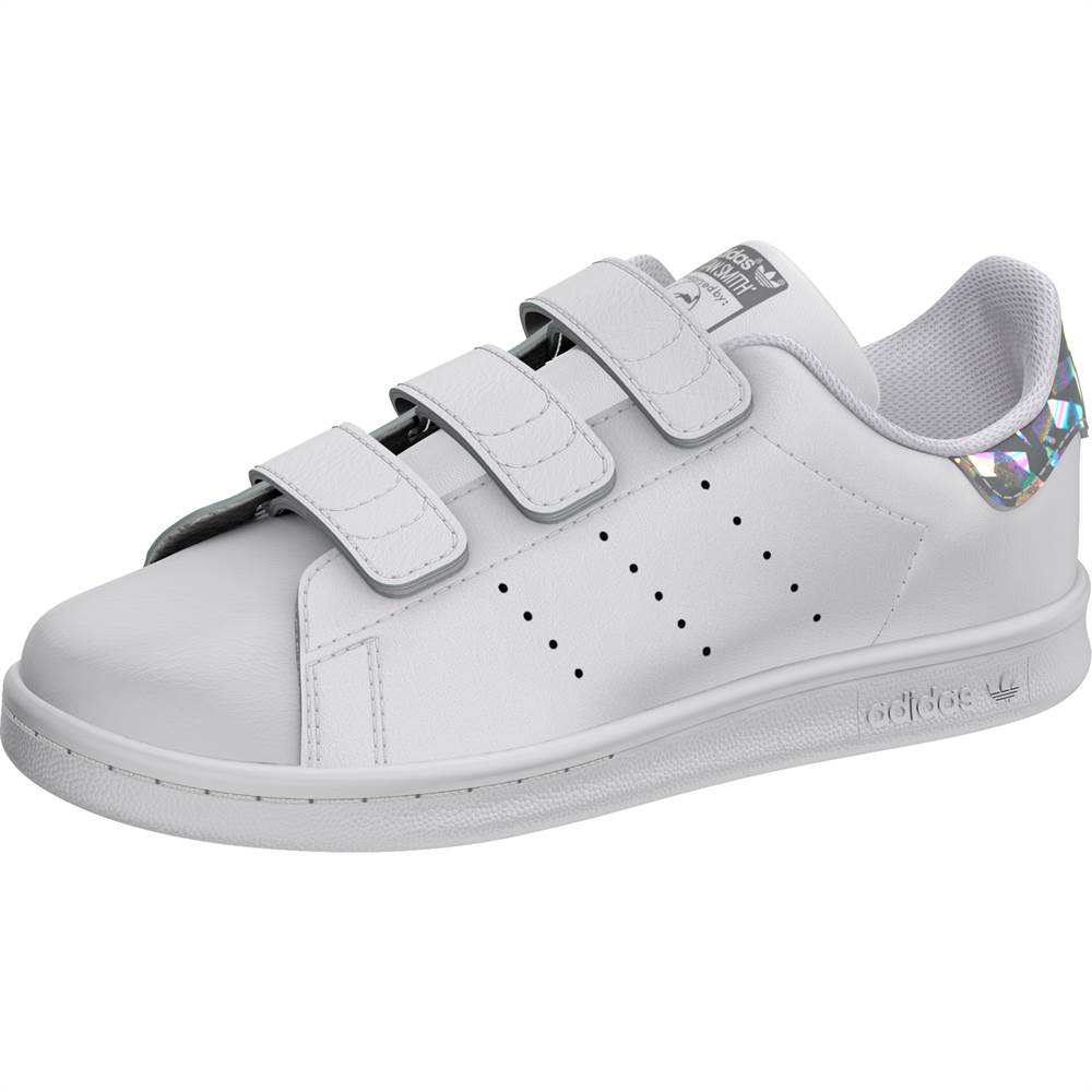 spænding Afstem laser Køb Adidas Stand Smith synt. læder sneakers / sko i hvid med velcro og  glitter