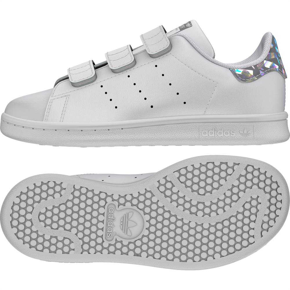 Køb Adidas Stand synt. læder sneakers / sko i hvid med og glitter
