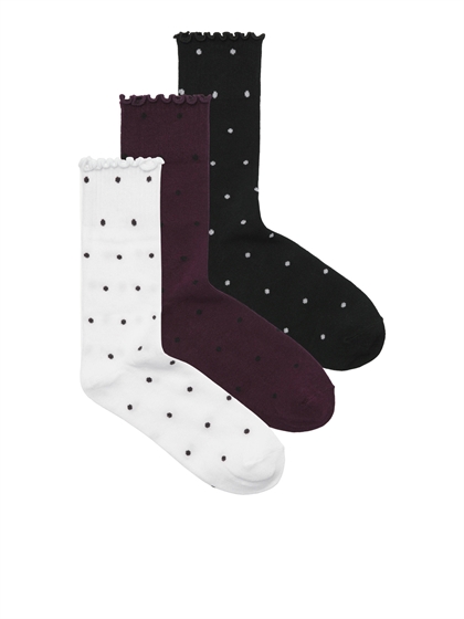JJXX Strømper Polly Polka Dot 3 Pak - White
