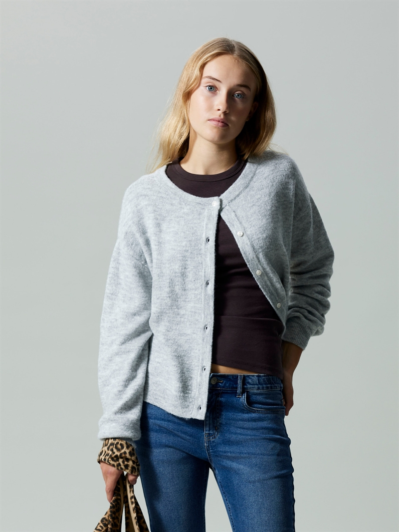 LMTD Strik Cardigan Flodet - Grey Melange