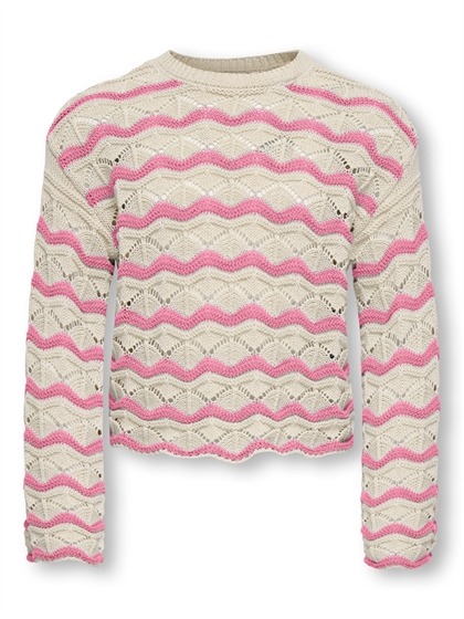 Kids Only Strukturstrik Pullover – Birch/Pink