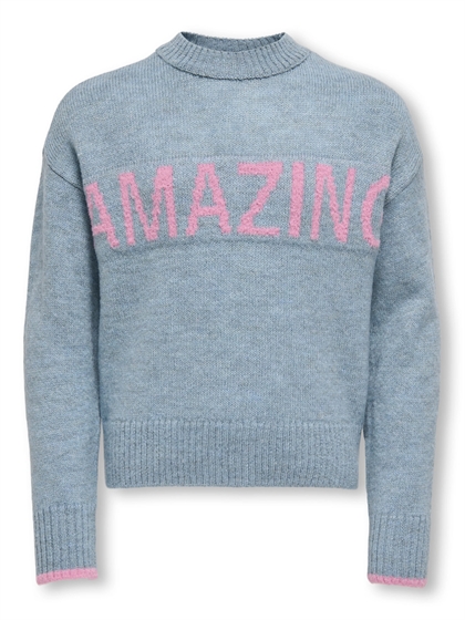 Kids Only Strik Pullover – Lyseblå/Pink