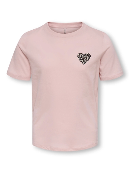 Kids Only Rexi T-shirt – Lyserød T-shirt med leo hjerte til piger i Pale Lilac 