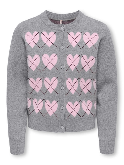 Kids Only Cardigan Harli Ls Argyle - Medium Grey Melange