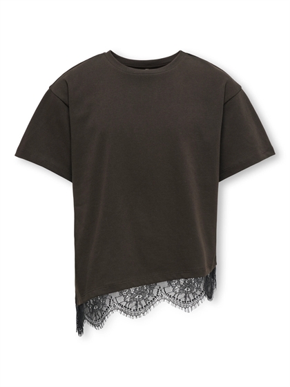 Kids Only T-shirt med Blondekant – Brun oversized tee til piger