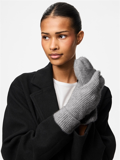 PIECES Strikvanter – Bløde grå luffer med cashmere til piger og teens i Medium Grey Melange