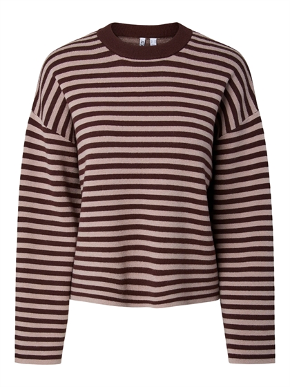 Pieces Bluse Jassy Knit - Hot Fudge Stripe Greige