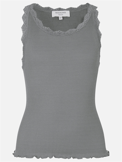 Rosemunde pige silke "top kort" - Light grey melange
