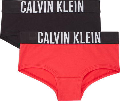 Calvin Klein 2-pak shorty hipsters - underbukser til pige i sort og rød
