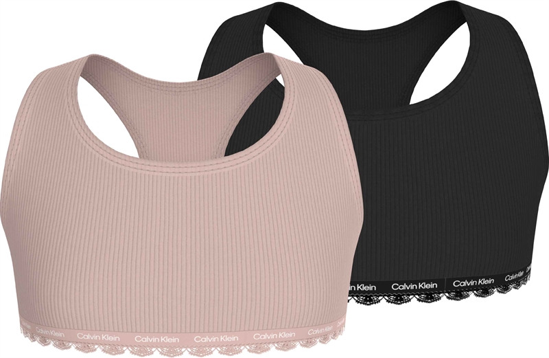 Calvin Klein Bralette/Begynder Bh - Peachwhip/Sort (2pak)