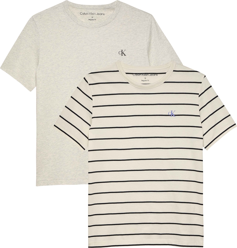 Calvin Klein T-shirt Stripe - Sand (2pak)