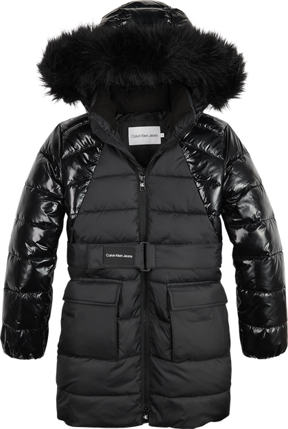 Calvin Klein - belted puffer vinterjakke - Black