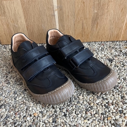 PomPom læder sneakers med velcro i marineblå / næsten sort