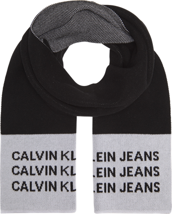 Calvin Klein Monogram strik halstørklæde i sort, grå og hvid