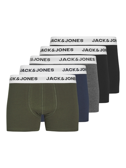 Jack & Jones Junior Trunks 5-Pack – Mix (Sort, Grøn, Blå & Grå)