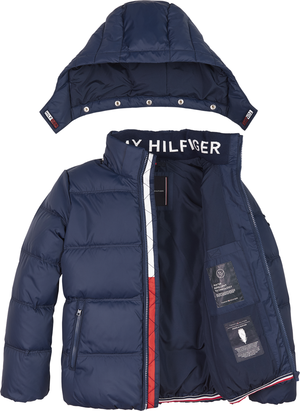 Køb Tommy Hilfiger Essentials dunjakke / vinterjakke i marineblå pels