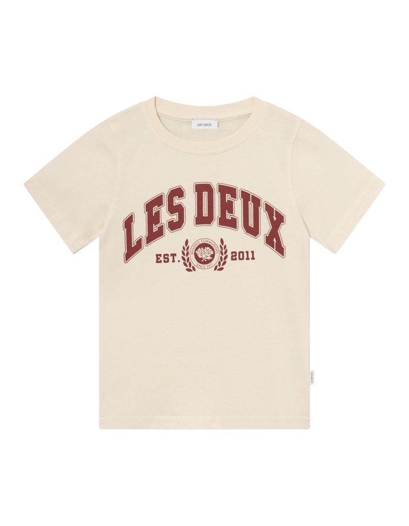 Les Deux t-shirt University - Light Ivory/Burnt red