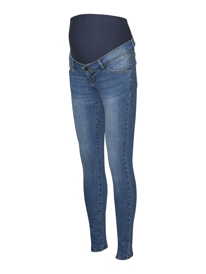 Mamalicious Bukser Mila Slim Fit - Medium Blue Denim 