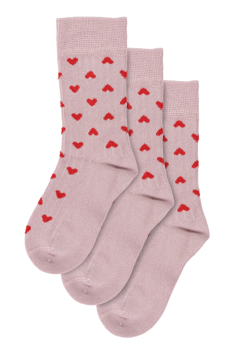 Minipop Bamboo Strømper MP55 (3pak.) - Rose Heart