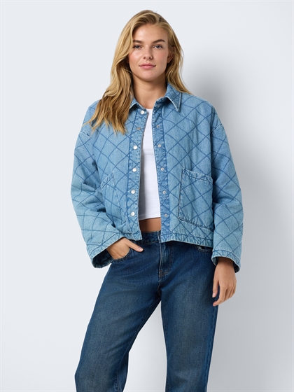 Noisy May Sommerjakke Clara Quilt Denim Jacket - Light Blue Denim
