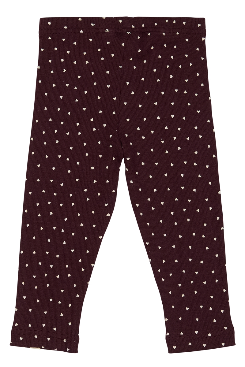 Petit Piao Legging Modal Heart - Dark Grape/White 