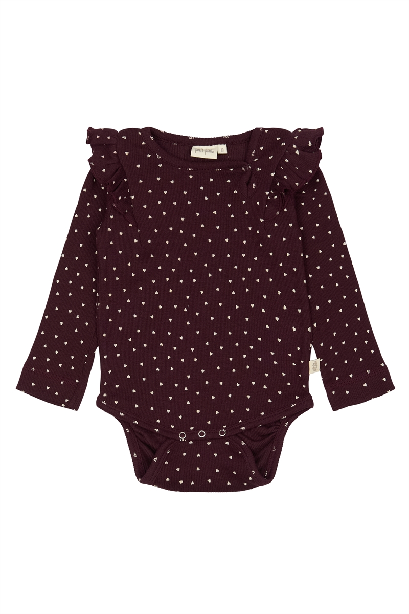 Petit Piao Body Modal Frill Heart - Dark Grape/ White 