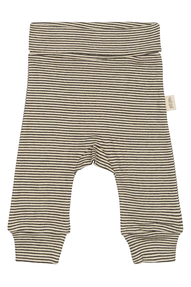 The New Dian fold leggings stripe - Coffee Bean/ Dark Off White