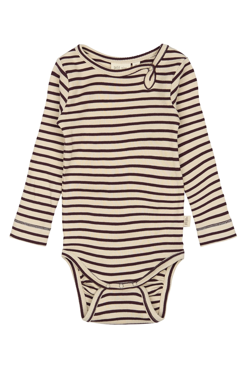 Petit Piao Body Modal Striped - Dark Grape/Off White 